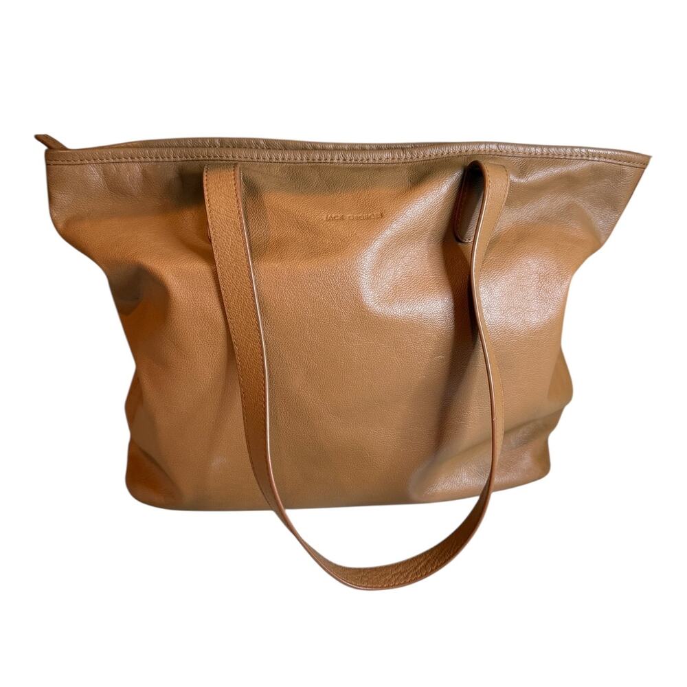Jack Georges Quiet  Luxury Leather Tote Bag Camel Brown